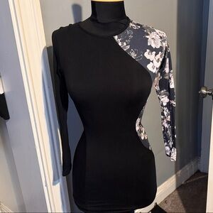 Club L Floral Black Women's Soft Bodycon Dress Size S